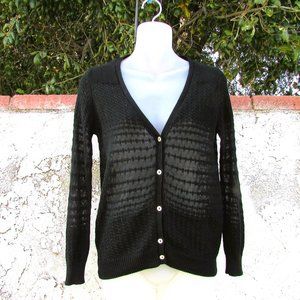 Studio M black cotton blend open weave cardigan M